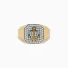 Mens|Effy Jewelry Men's 14K Yellow Gold Diamond Anchor Ring
