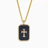 Mens|Effy Jewelry Men's 14K Yellow Gold Diamond and Black Sapphire Cross Pendant