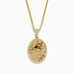 Mens|Effy Jewelry Men's 14K Yellow Gold Diamond and Ruby Dragon Pendant