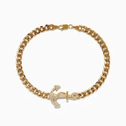 Mens|Effy Jewelry Men's 14K Yellow Gold Diamond Anchor Chain Bracelet