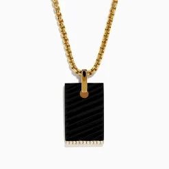 Mens|Effy Jewelry Men's 14K Yellow Gold Diamond and Carved Onyx Pendant