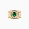 Mens|Effy Jewelry Men's 14K Yellow Gold Emerald and Diamond Ring, 1.55 TCW