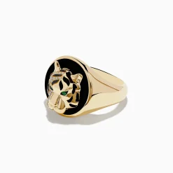 Mens|Effy Jewelry Men's 14K Yellow Gold Emerald, Onyx and Diamond Tiger Ring