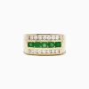 Mens|BH Multi Men's 14K Yellow Gold Emerald and Diamond Ring, 1.78 TCW