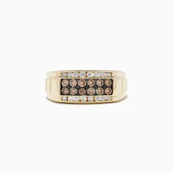 Mens|BH Multi Men's 14K Yellow Gold Espresso and White Diamond Ring, 0.96 TCW