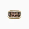Mens|Effy Jewelry Men's 14K Yellow Gold Espresso and White Diamond Ring