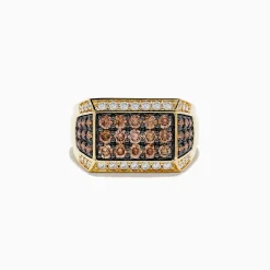 Mens|Effy Jewelry Men's 14K Yellow Gold Espresso and White Diamond Ring