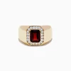 Mens|Effy Jewelry Men's 14K Yellow Gold Garnet and Diamond Ring