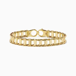 Mens|Effy Jewelry Men's 14K Yellow Gold Hollow Railroad Bracelet