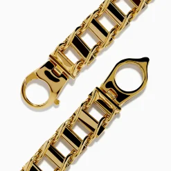 Mens|Effy Jewelry Men's 14K Yellow Gold Hollow Railroad Bracelet