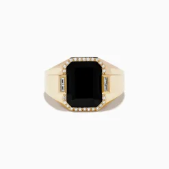 Mens|Effy Jewelry Men's 14K Yellow Gold Onyx and Diamond Ring