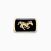 Mens|Effy Jewelry Men's 14K Yellow Gold Onyx and Diamond Running Horse Ring