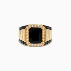 Mens|Effy Jewelry Men's 14K Yellow Gold Onyx and Diamond Ring