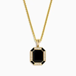 Mens|Effy Jewelry Men's 14K Yellow Gold Onyx and Diamond Pendant