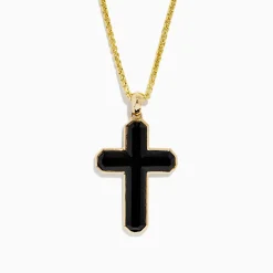 Mens|BH Multi Men's 14K Yellow Gold Onyx Cross Pendant