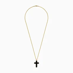 Mens|BH Multi Men's 14K Yellow Gold Onyx Cross Pendant
