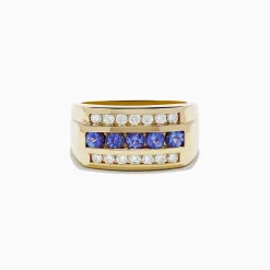 Mens|Effy Jewelry Men's 14K Yellow Gold Tanzanite and Diamond Ring