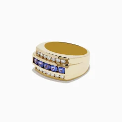 Mens|Effy Jewelry Men's 14K Yellow Gold Tanzanite and Diamond Ring