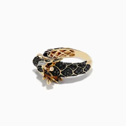 Mens|Effy Jewelry Men's 14K Yellow Gold Tsavorite and Multi Diamond Dragon Ring