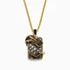 Mens|BH Multi Men's 14K Yellow Gold Tsavorite, Black Shell, and Black Diamond Dragon Pendant