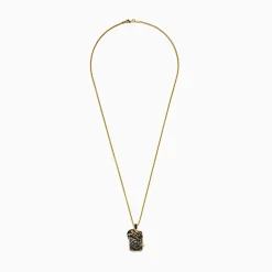 Mens|BH Multi Men's 14K Yellow Gold Tsavorite, Black Shell, and Black Diamond Dragon Pendant