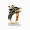 Mens|Effy Jewelry Men's 14K Yellow Gold Tsavorite and Black Diamond Dragon Ring