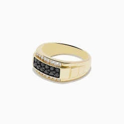 Mens|Effy Jewelry Men's 14K Yellow Gold White and Black Diamond Ring
