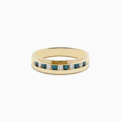 Mens|Effy Jewelry Men's 14K Yellow Gold White and Blue Diamond Ring
