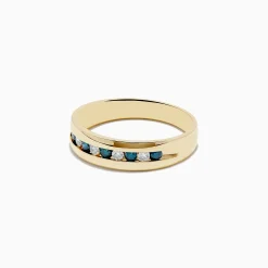 Mens|Effy Jewelry Men's 14K Yellow Gold White and Blue Diamond Ring