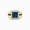 Mens|Effy Jewelry Men's 14K Yellow Gold White and Blue Diamond Ring