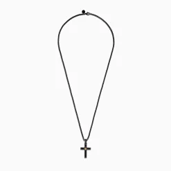Mens|Effy Jewelry Men's Rhodium Sterling Silver and Yellow Gold Plated Spinel Cross Pendant