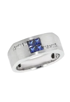 Mens|Effy Jewelry Men's Sapphire and Diamond Ring, 0.98 TCW