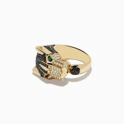 Mens|Effy Jewelry Men's Signature 14K Yellow Gold Diamond and Emerald Panther Ring