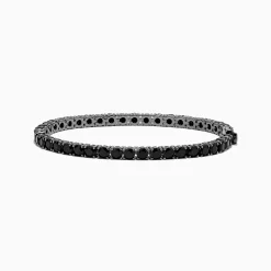 Mens|BH Multi Men's Silver Rhodium Plated Black Spinel Tennis Bracelet