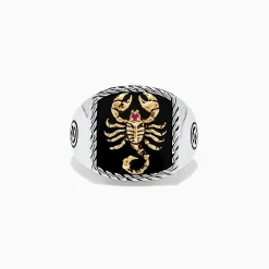 Mens|Effy Jewelry Men's Silver u0026 14K Gold Plating Onyx and Ruby Scorpion Ring, 5.00 TCW