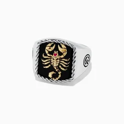 Mens|Effy Jewelry Men's Silver u0026 14K Gold Plating Onyx and Ruby Scorpion Ring, 5.00 TCW