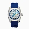 Watches|Effy Jewelry Men's Skeleton Diamond Cut Sapphire Crystal Titanium and Blue Silicone Watch