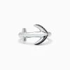 Mens|Effy Jewelry Men's Sterling Silver and Black Sapphire Anchor Ring, 0.14 TCW