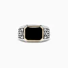 Mens|Effy Jewelry Men's Sterling Silver and 14K Yellow Gold Onyx Ring, 3.40 TCW
