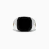 Mens|Effy Jewelry Men's Sterling Silver and 18K Yellow Gold Onyx Ring, 5.90 TCW
