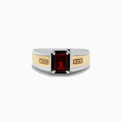 Mens|Effy Jewelry Men's Sterling Silver and 18K Gold Garnet and Diamond Ring