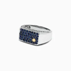 Mens|Effy Jewelry Men's Sterling Silver and Blue Sapphire Ring, 1.35 TCW