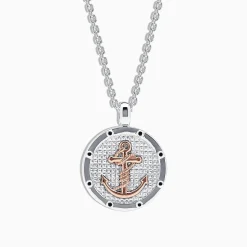 Mens|Effy Jewelry Men's Sterling Silver and 18K Rose Gold Plated Anchor Pendant