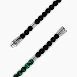 Mens|Effy Jewelry Men's Sterling Silver Beaded Onyx and Malachite Bracelet