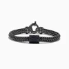 Mens|BH Multi Men's Sterling Silver Black Rhodium Braided Chain Blue Sapphire Bracelet 1.40 TCW
