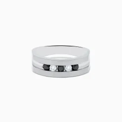 Mens|Effy Jewelry Men's Sterling Silver Black and White Diamond Ring, 0.50 TCW