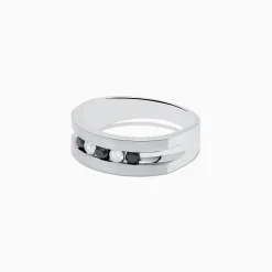 Mens|Effy Jewelry Men's Sterling Silver Black and White Diamond Ring, 0.50 TCW