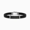 Mens|Effy Jewelry Men's Sterling Silver Black Spinel Leather Bracelet, 2.11 TCW