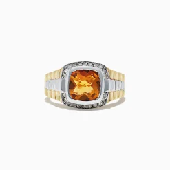 Mens|BH Multi Men's Sterling Silver Citrine and Diamond Ring, 2.87 TCW