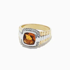 Mens|BH Multi Men's Sterling Silver Citrine and Diamond Ring, 2.87 TCW